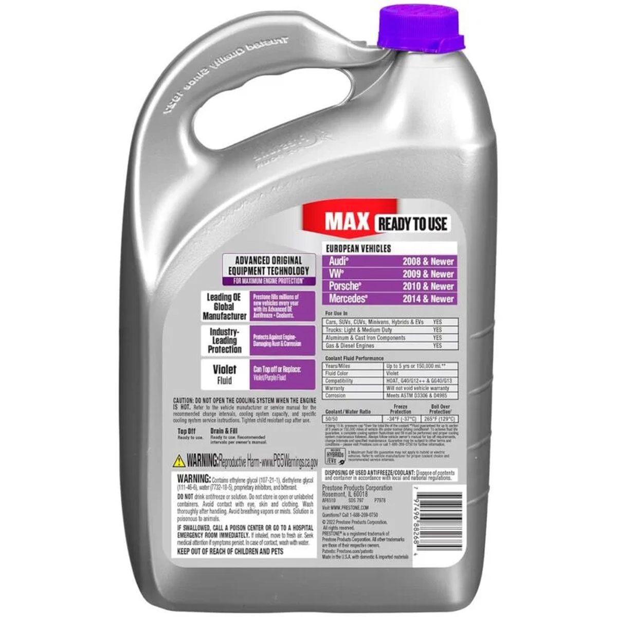 Refrigerante Prestone Violeta para Vehículos Europeos 50/50 3.78L